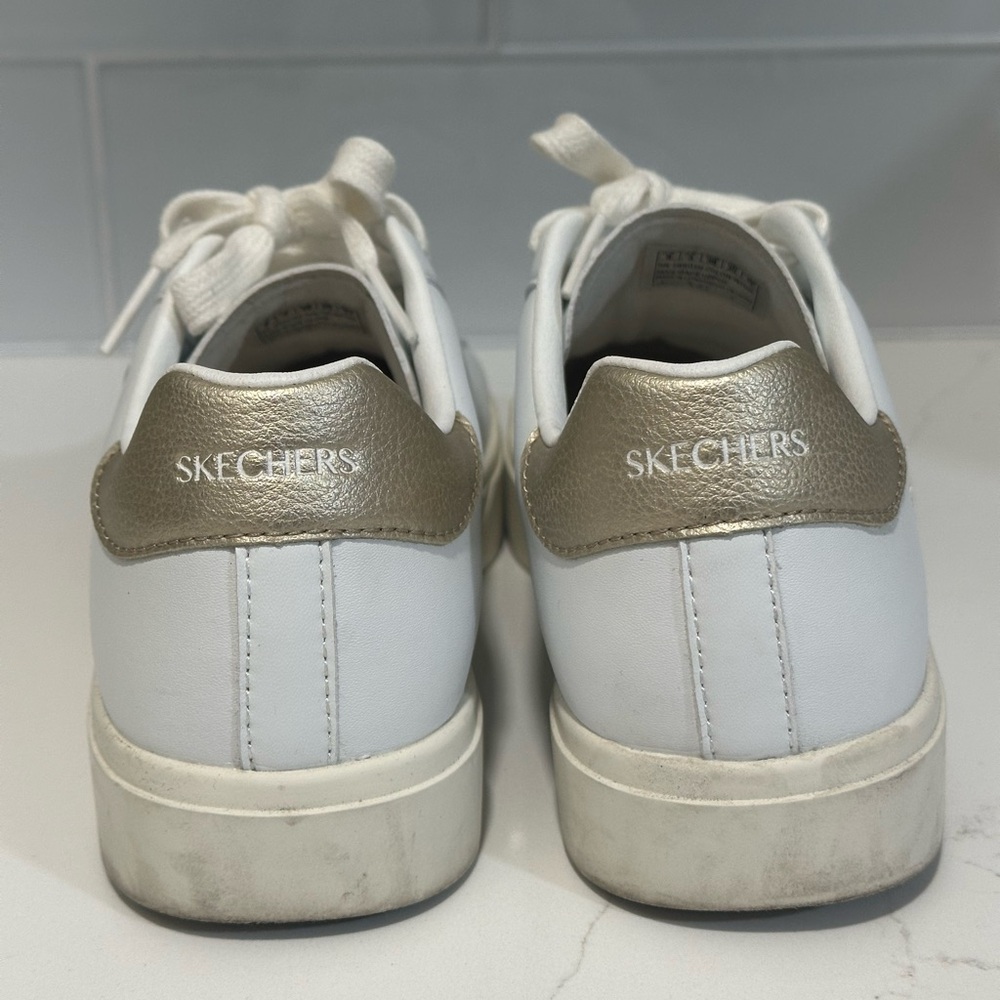 Skechers Womens Court Classics Eden LX-Beaming Glory White/Gold Shoe Size 8 - Picture 3 of 11
